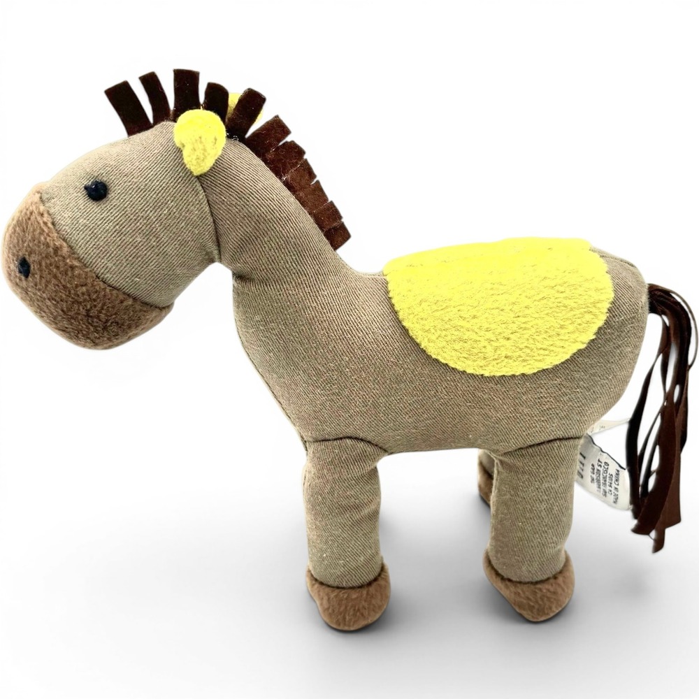 Baby Gap Vintage Horse Stuffed Baby Gift Toy Brown Yellow Nursery Decor 2002 Y2K